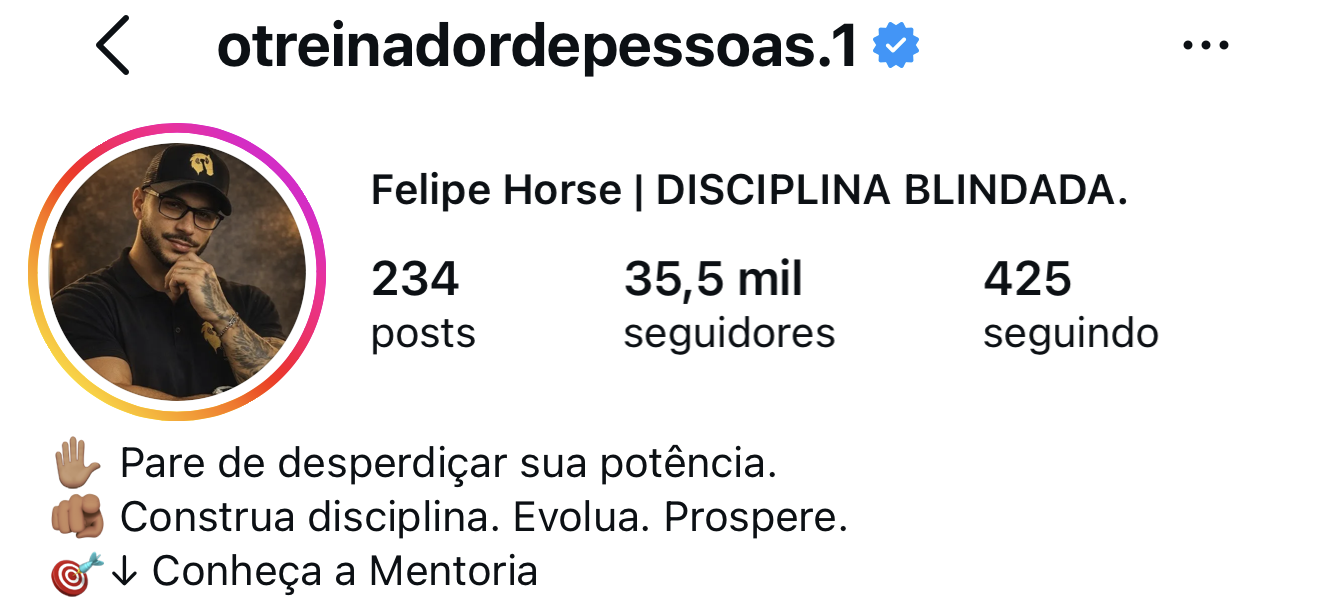 Perfil do Instagram do Felipe Horse com 35,5 mil seguidores