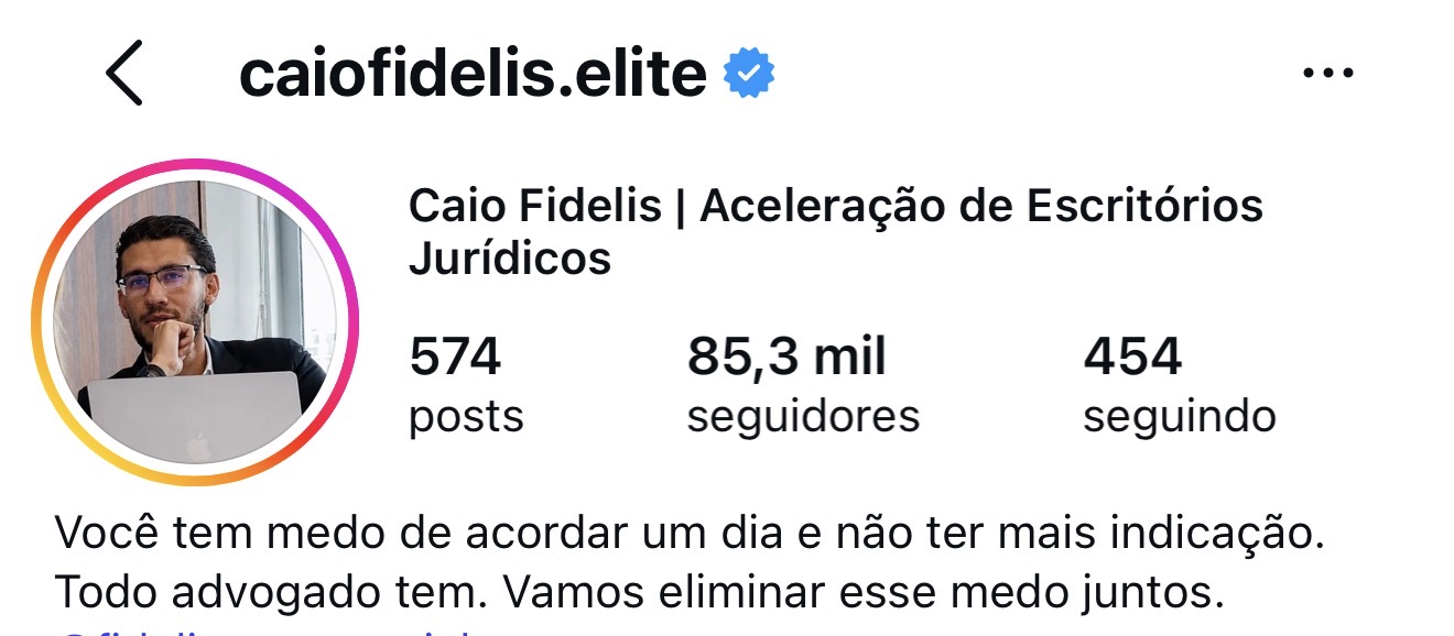 Perfil do Caio depois do método