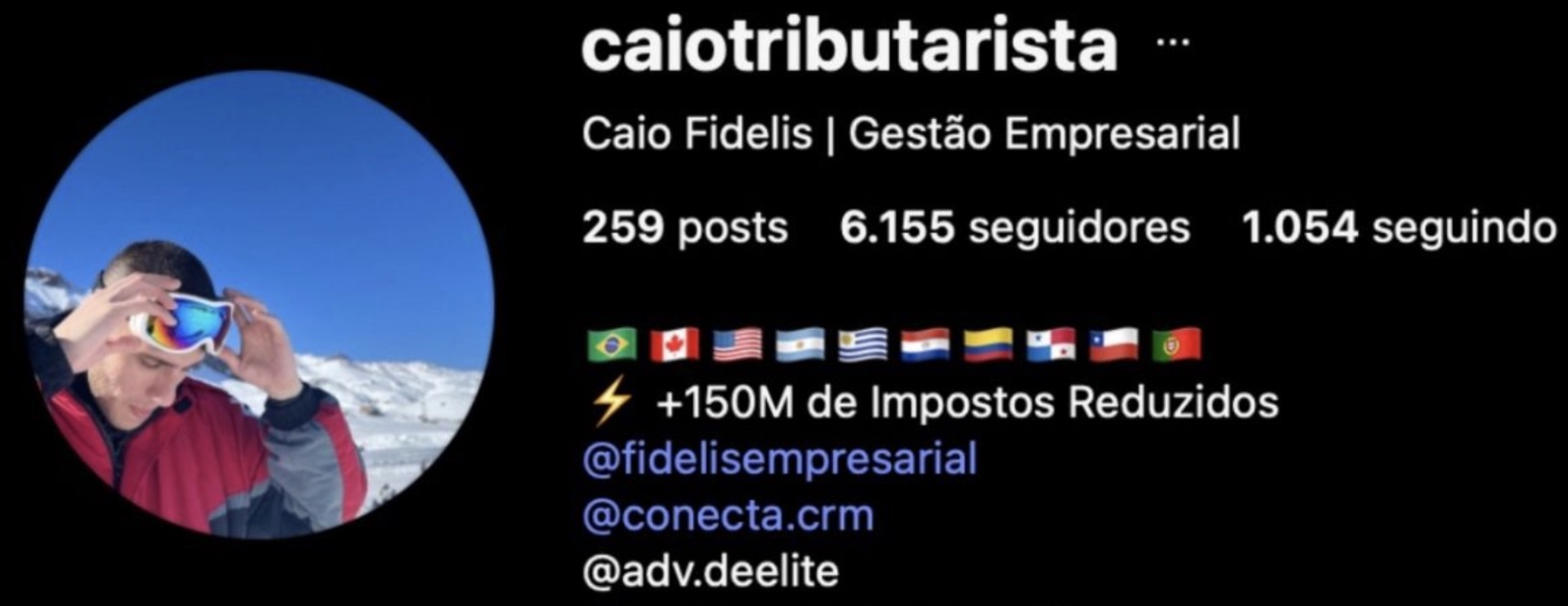 Perfil do Caio antes do método