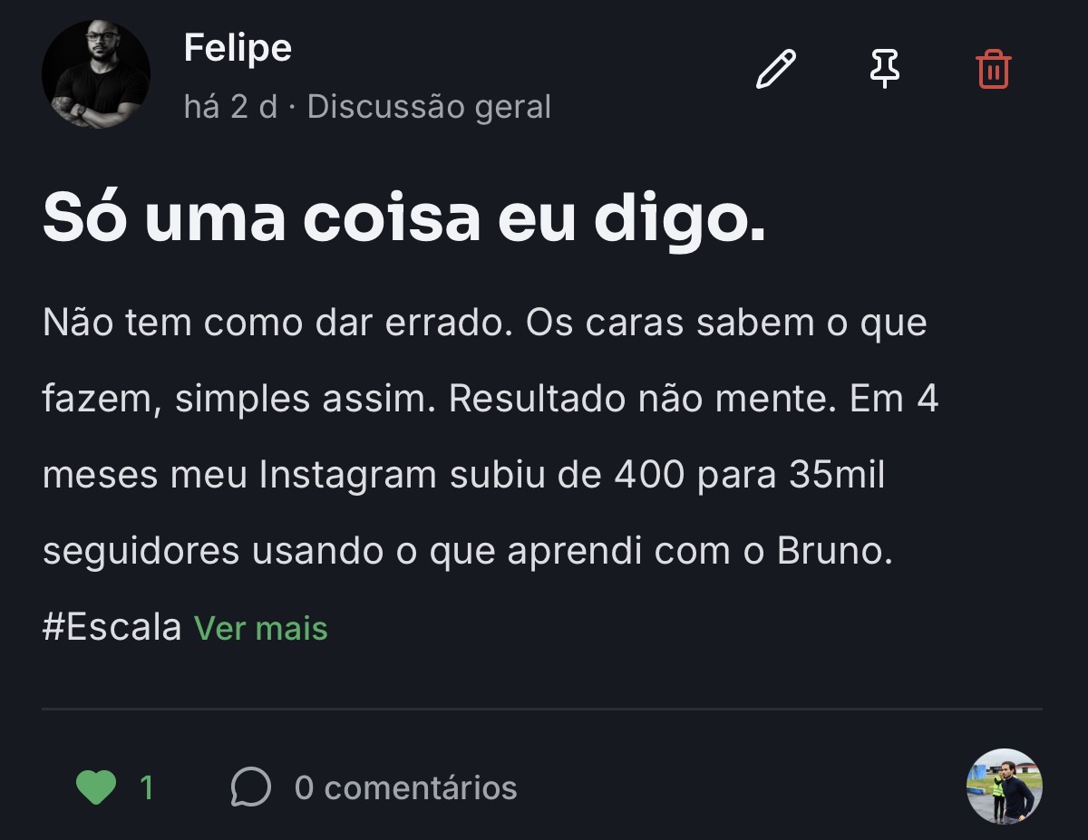 Depoimento do Felipe: de 400 para 35 mil seguidores em 4 meses