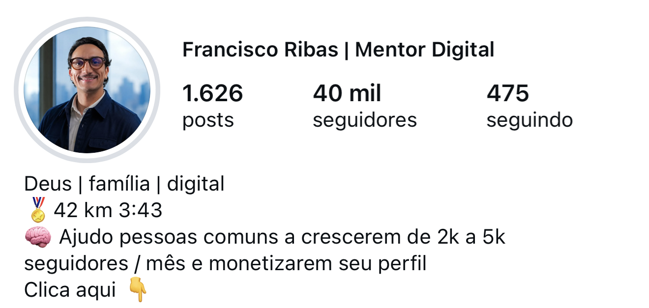 Perfil do Instagram do Francisco Ribas com 40 mil seguidores